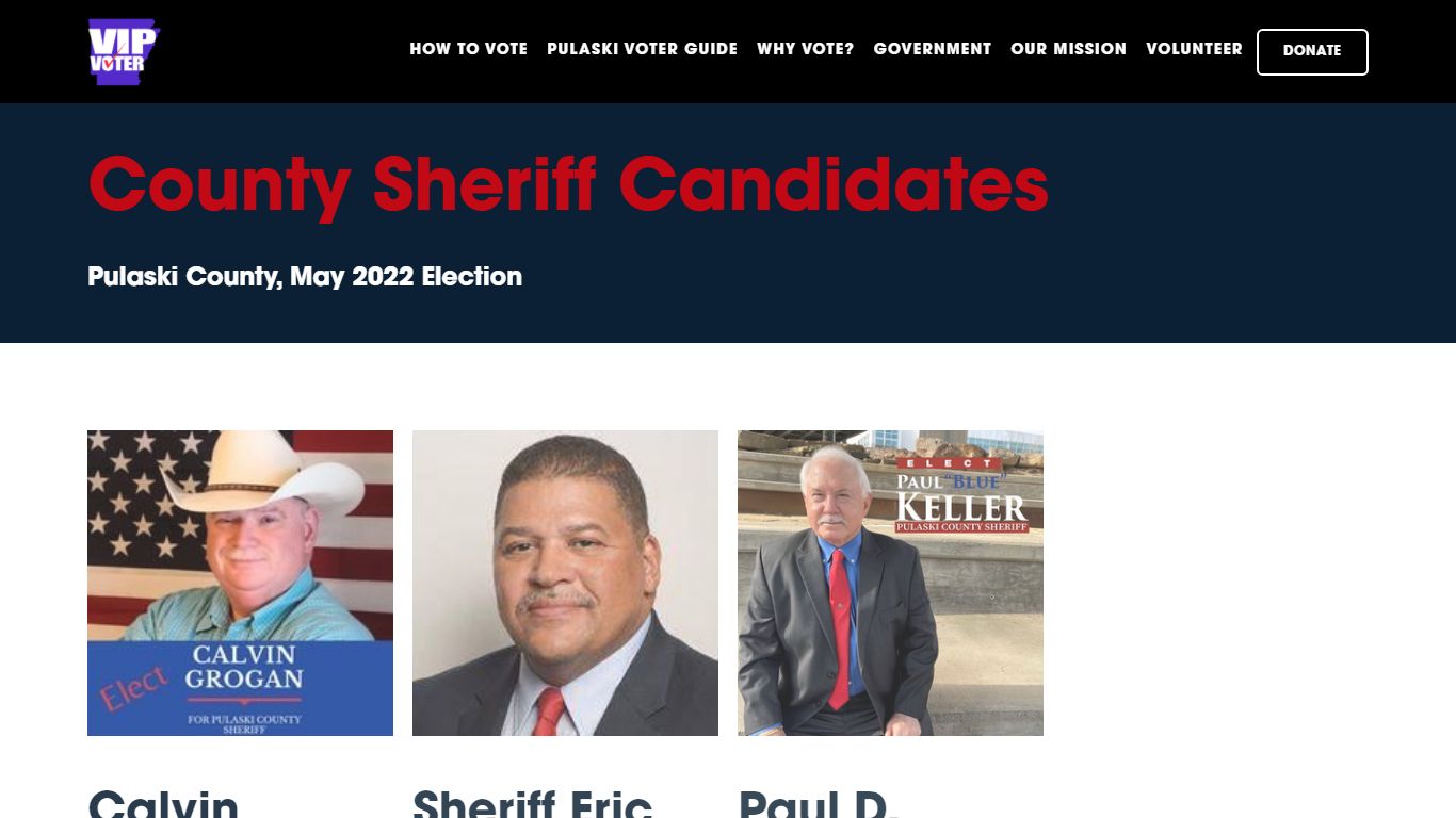 Pulaski County Sheriff Candidates — VOTER ISSUES PROJECT